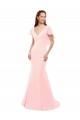 Cheap Fit and Flare Chiffon Bridesmaid Dress with V-Neck and Flutter Sleeves UK