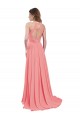Cheap Draped A-Line Chiffon Bridesmaid Dress with Halter Keyhole Neckline UK