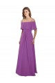 Cheap Draped Off The Shoulder Chiffon Bridesmaid Dress with Spaghetti Straps and Ruffled Neckline UK