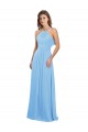Cheap Chiffon A-Line Bridesmaid Dress with Halter Neck and Ruffled Back Straps UK