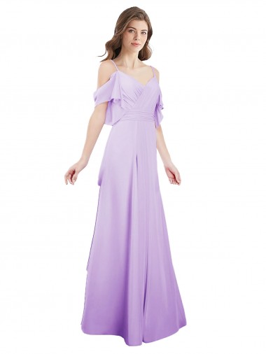 Cheap Chiffon Bridesmaid Dress with Draped Sweetheart Bodice and Off The Shoulder Flounces UK