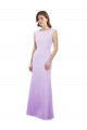 Cheap Chiffon Column Bridesmaid Dress with High Round Neckline and Cap Sleeves UK