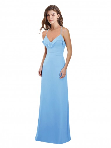 Cheap Slim Chiffon Bridesmaid Dress with Ruffled Sweetheart Neckline UK
