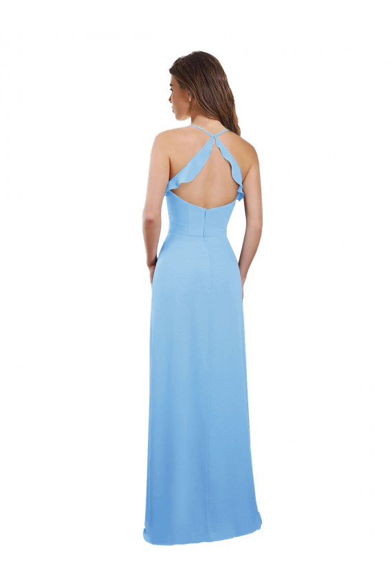 Cheap Slim Chiffon Bridesmaid Dress with Ruffled Sweetheart Neckline UK