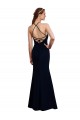 Cheap Fluted Long Chiffon Bridesmaid Dress with Halter Neckline and Keyhole UK