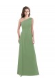 Cheap One Shoulder Chiffon Bridesmaid Dress with Pleats and Side Slit UK