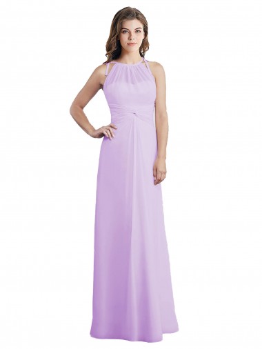 Cheap Sweetheart Long Chiffon Bridesmaid Dress with Halter Straps UK