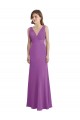 Cheap V-Shaped Neckline Long Chiffon Bridesmaid Dress with Cascading Ruffles Back UK