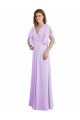 Cheap A-Line Draped Chiffon Bridesmaid Dress with V-Neck and Split Sleeves UK
