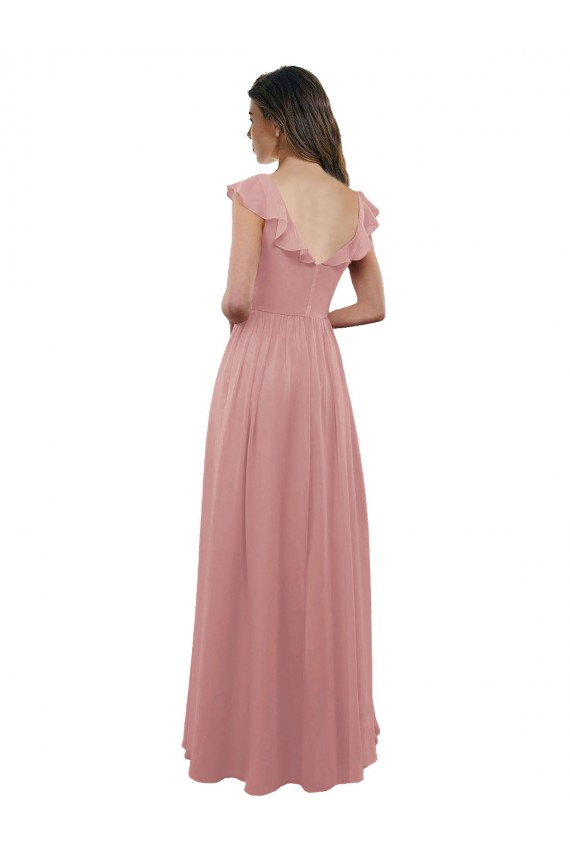 Cheap Chiffon A-Line Bridesmaid Dress with V-Neck Wrap Bodice UK