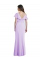 Cheap Ruffled Neckline Cold Shoulder Long Chiffon Bridesmaid Dress UK