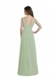 Cheap V-Neck A-Line Long Chiffon Bridesmaid Dress with Draped Bodice UK