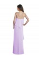 Cheap Scoop Neck Long Chiffon Bridesmaid Dress with Cross Over Neckline Flounce UK