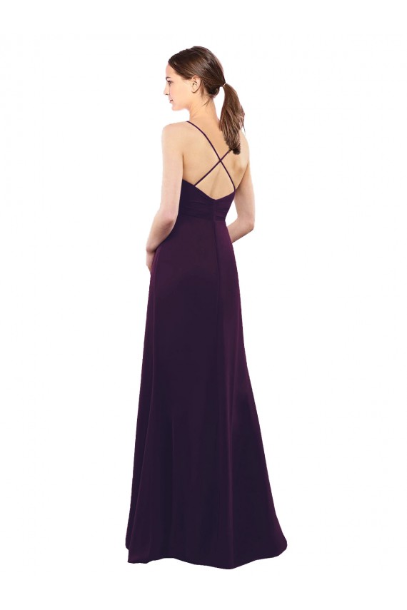 Cheap Floor Length A-Line Chiffon Bridesmaid Dress with Criss Cross Back UK