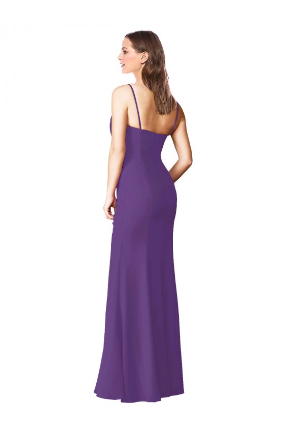 Cheap Strapless Chiffon Bridesmaid Dress with Pleated Wrap Bodice and Side Slit UK