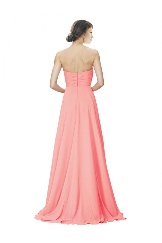 Cheap Strapless Chiffon Bridesmaid Dress with Ruched Sweetheart Neckline UK
