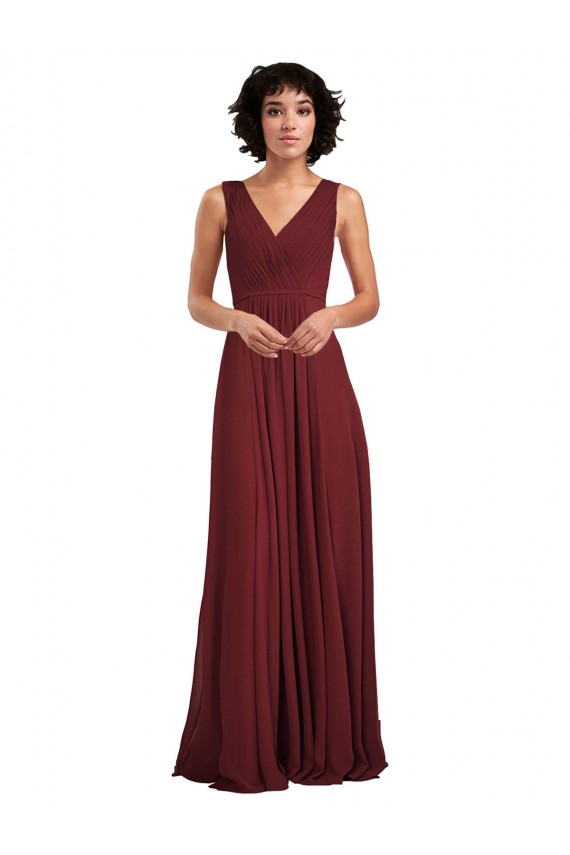 Cheap Sleeveless V-Neck Pleated Chiffon Bridesmaid Dress UK