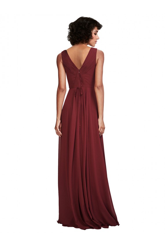 Cheap Sleeveless V-Neck Pleated Chiffon Bridesmaid Dress UK