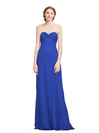 Cheap Sweetheart Neckline Chiffon Ruched Bodice Tie Back Bridesmaid Dress UK