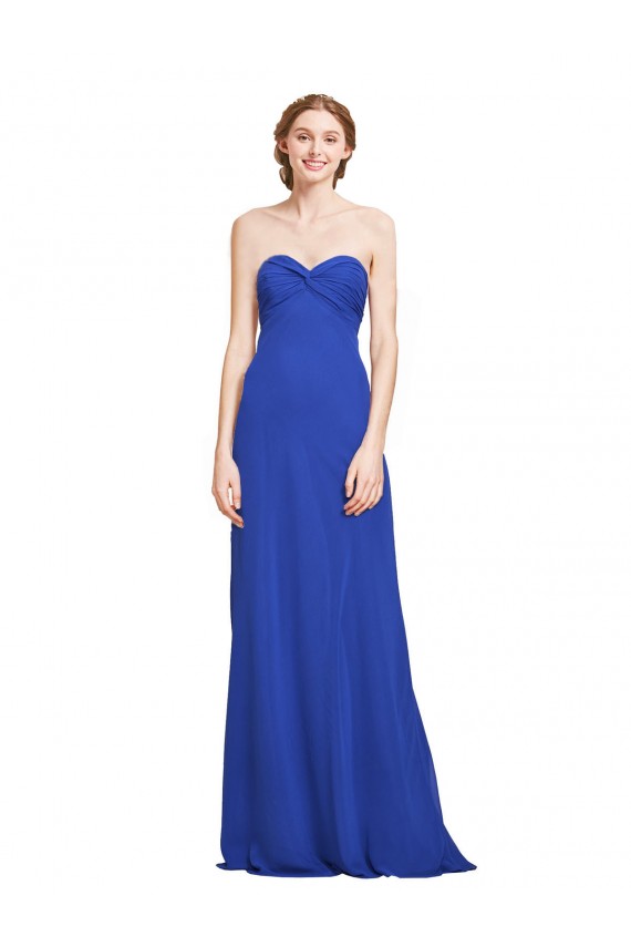 Cheap Sweetheart Neckline Chiffon Ruched Bodice Tie Back Bridesmaid Dress UK