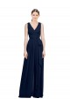 Cheap V-Neck Ruched Chiffon Bridesmaid Dress with Waistband UK