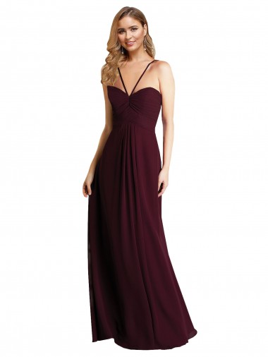 Cheap Long Chiffon Bridesmaid Dress with Sweetheart Neckline UK