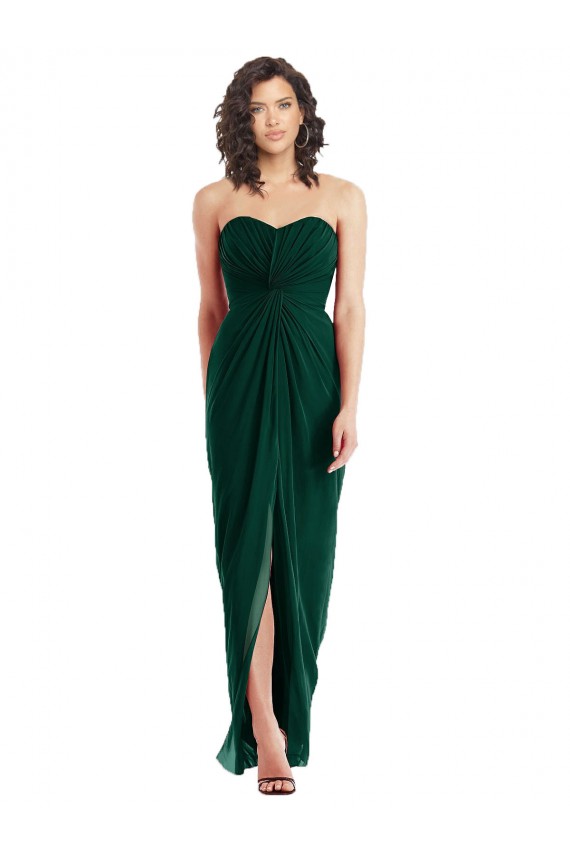 Cheap Twist Front Draped Chiffon Bridesmaid Dress with Slit UK