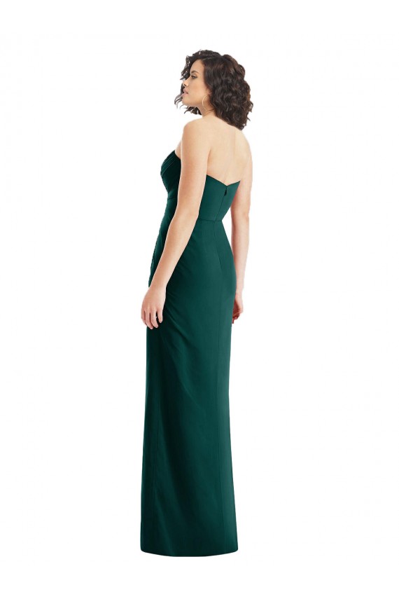 Cheap Twist Front Draped Chiffon Bridesmaid Dress with Slit UK