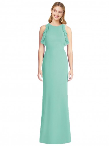 Cheap Jewel Neck Mermaid Open Back Chiffon Bridesmaid Dress UK