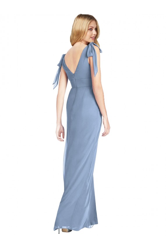 Cheap Bow-Shoulder Sleeveless Deep V-Back Mermaid Bridesmaid Dress UK