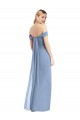 Cheap Full Length Draped Off the Shoulder Maxi Bridesmaid Dress with Shirred Streamer UK