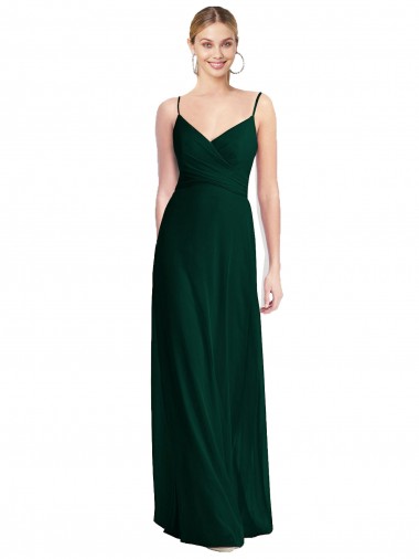 Cheap Wide V-Neck Long Spaghetti Strap Chiffon Bridesmaid Dress UK