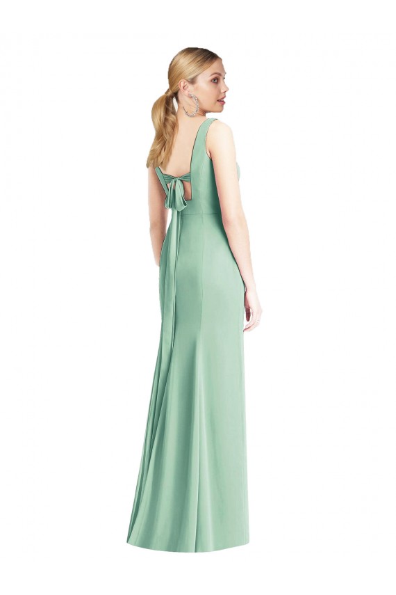 Cheap Sleeveless Tie Back Chiffon Trumpet Chiffon Bridesmaid Dress UK