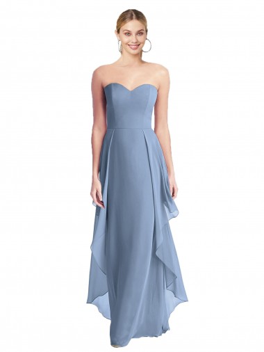 Cheap Strapless Chiffon Bridesmaid Dress with Skirt Overlay UK