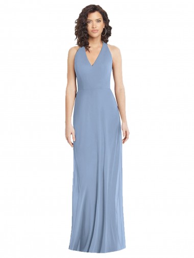 Cheap V-Neck Halter Back Straps Chiffon Formal Bridesmaid Dress UK