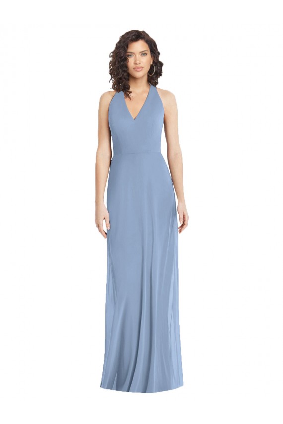 Cheap V-Neck Halter Back Straps Chiffon Formal Bridesmaid Dress UK