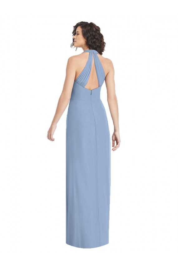Cheap V-Neck Halter Back Straps Chiffon Formal Bridesmaid Dress UK