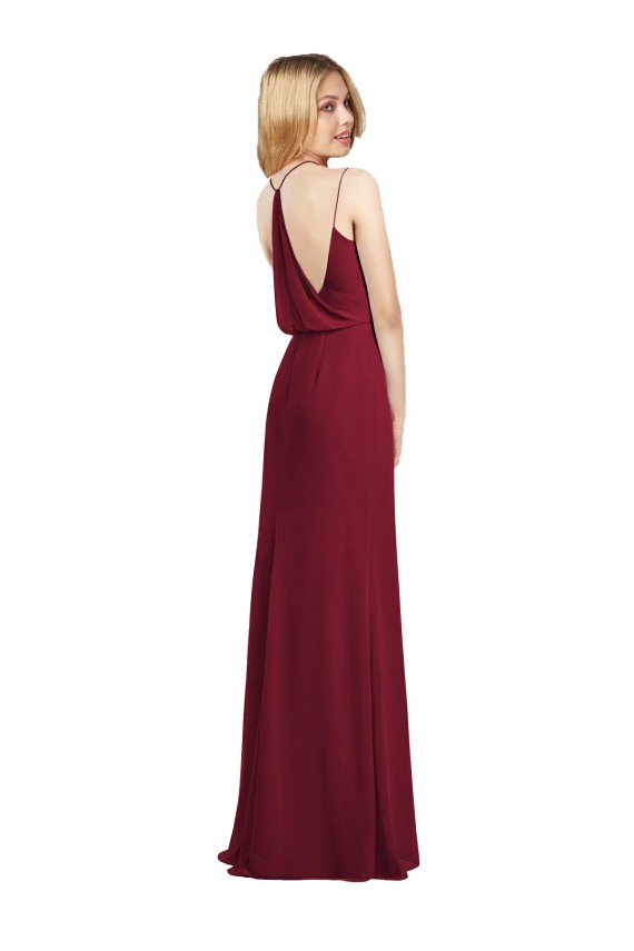 Cheap Full Length Draped Blouson Back Chiffon Maxi Bridesmaid Dress UK