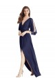 Cheap Split Sleeves Backless Chiffon Maxi Bridesmaid Dress UK