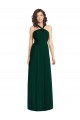 Cheap Draped Halter Neck Long Chiffon Bridesmaid Dress with Low Back UK