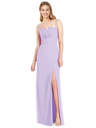 Cheap Spaghetti Straps Mermaid Chiffon Bridesmaid Dress with Side Front Slit UK