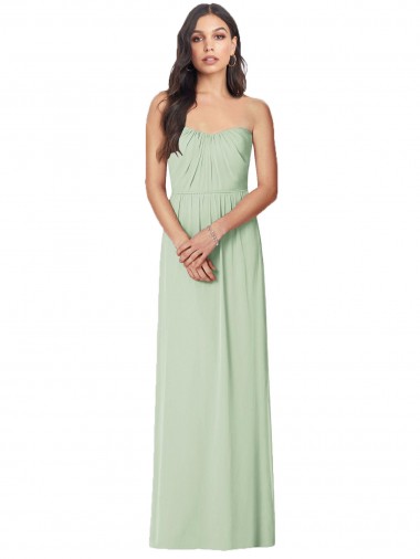 Cheap Strapless Sweetheart All-Over Shirring Chiffon Bridesmaid Dress UK
