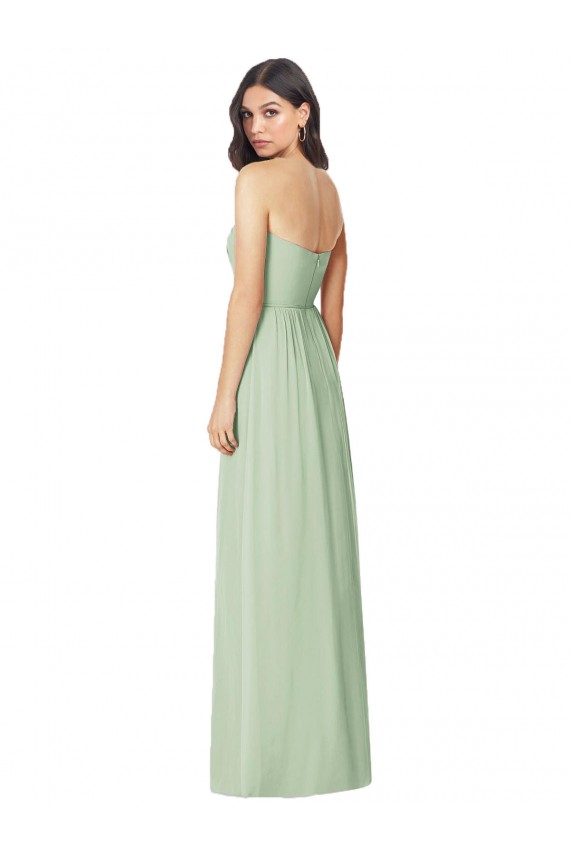 Cheap Strapless Sweetheart All-Over Shirring Chiffon Bridesmaid Dress UK