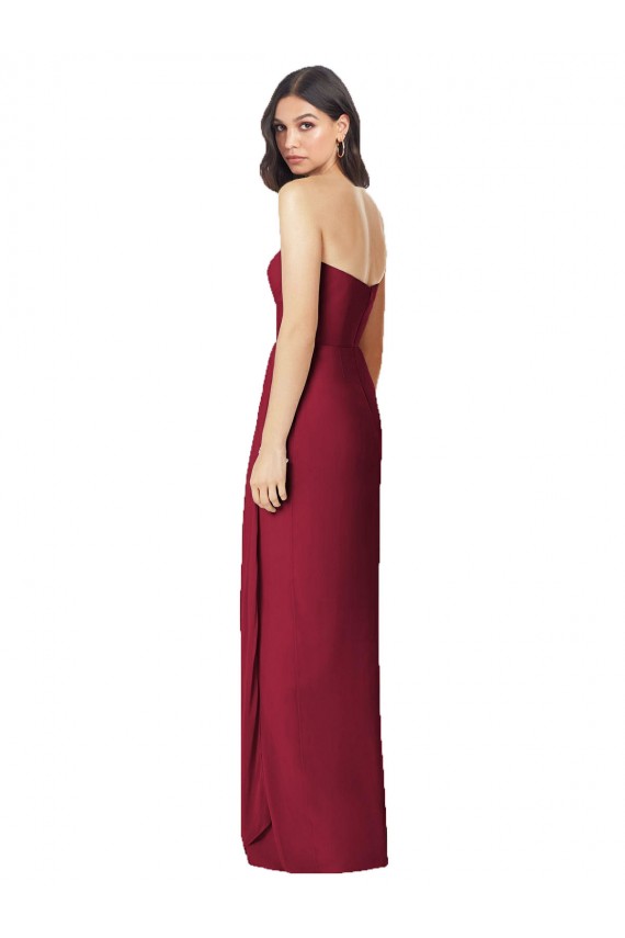 Cheap Side Front Slit Draped Strapless Chiffon Bridesmaid Dress UK