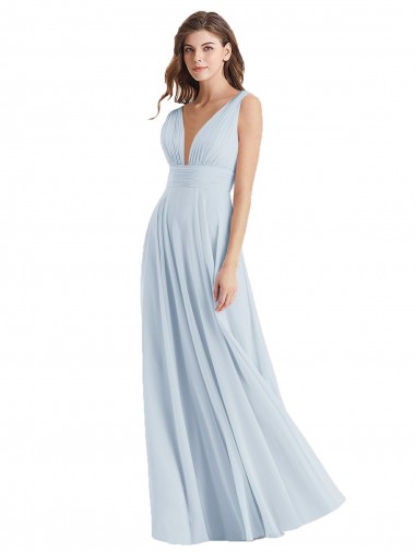 Cheap Plunge Deep V-Neckline Low Back Chiffon Bridesmaid Ress UK