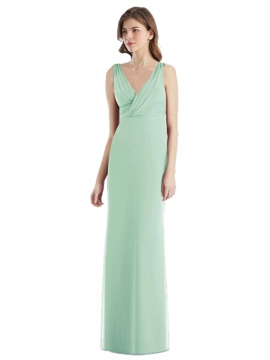 Cheap Sleek Open Back Chiffon V-Neck Bridesmaid Dress UK