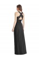 Cheap Full Length V-Neck Chiffon Bridesmaid Dress with Wide Criss Cross Straps UK