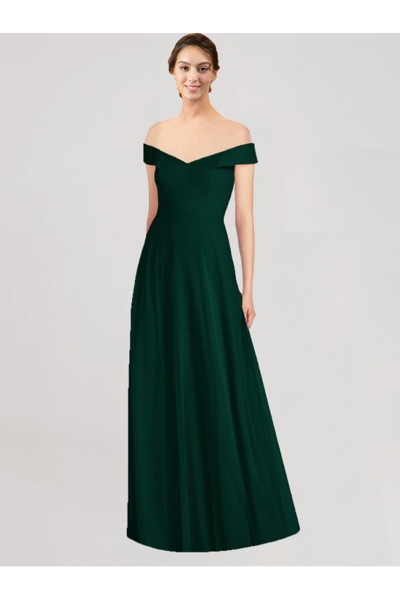 Cheap Full length Off the Shoulder Chiffon Bridesmaid Dress UK