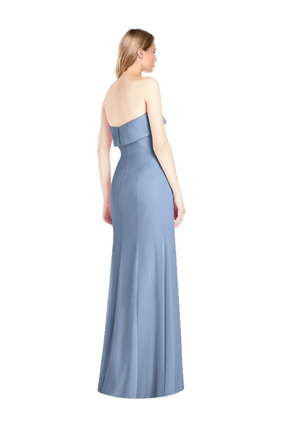 Cheap Trumpet Full Length Strapless Chiffon Bridesmaid Dress with Slit UK