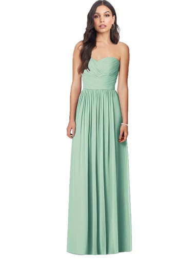 Cheap Draped Sweetheart Strapless Long Chiffon Bridesmaid Dress UK
